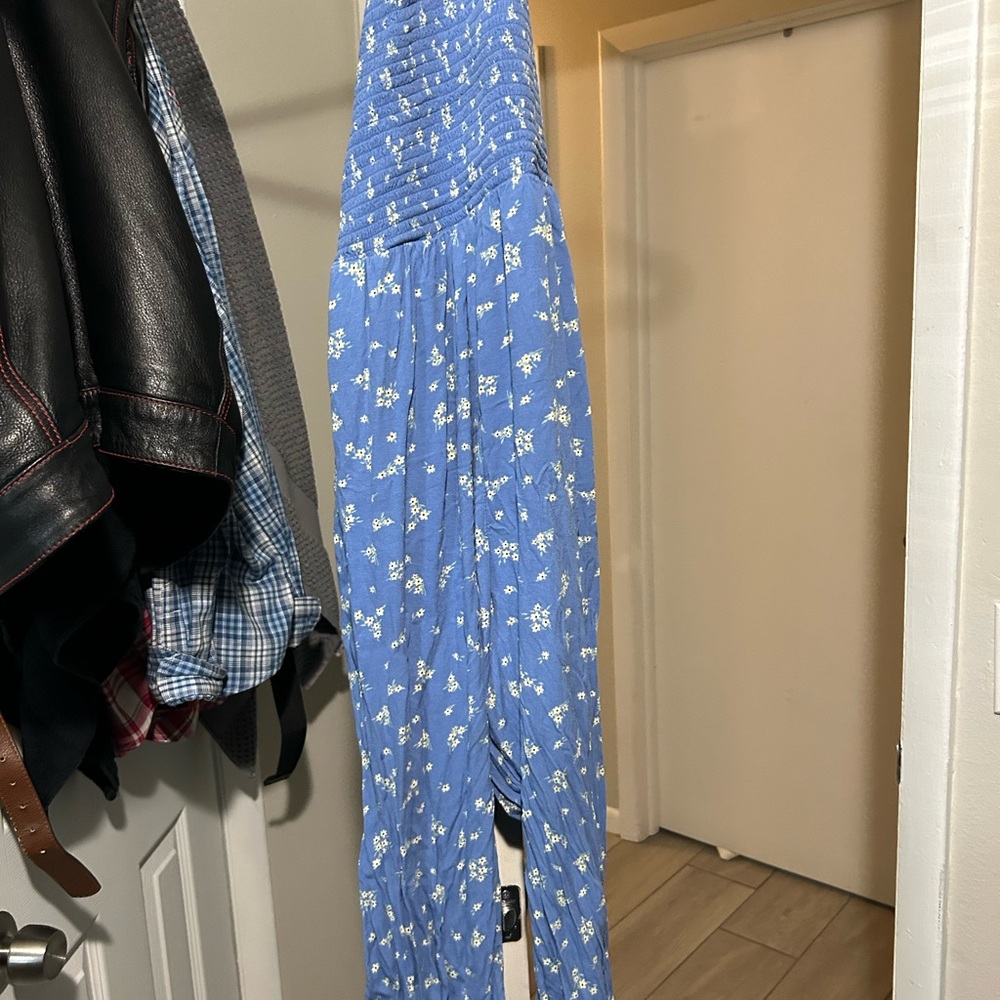 American Eagle Outfitters Blue Floral Jumpsuit